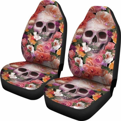 Set Of Skull Skeleton Floral Skull Car Seat Covers