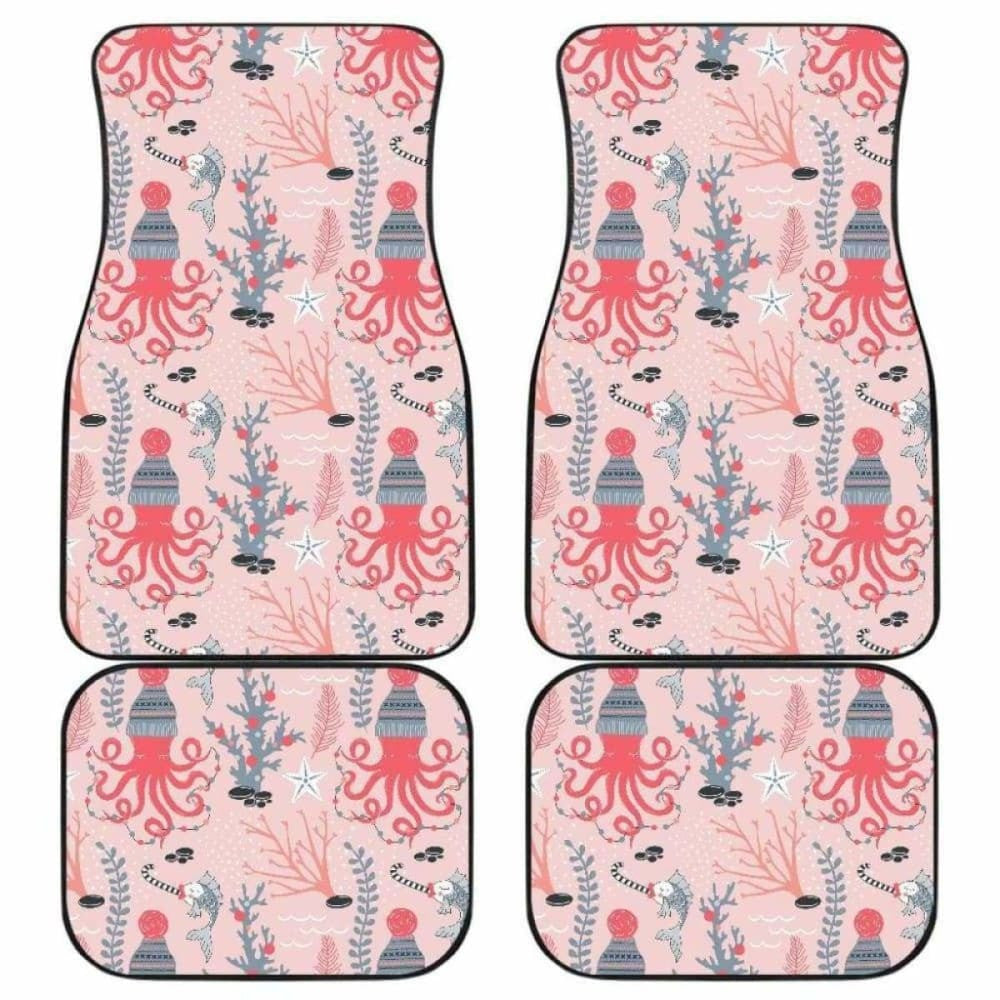 Octopus Winter Hat Garland Fish Candy Seaweed Coral Starfish Front And Back Car Mats