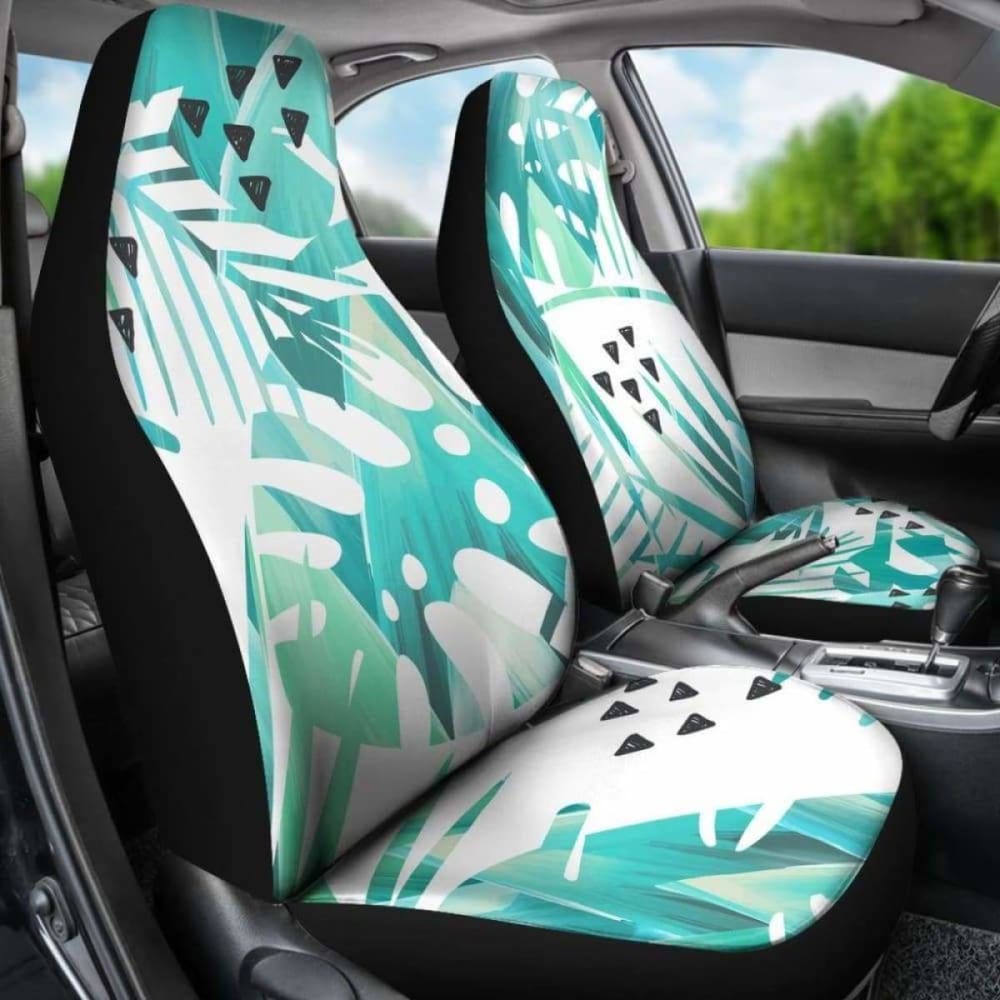 Teal Leaves Car Seat Covers