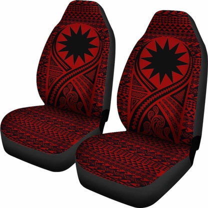 Nauru Car Seat Cover - Nauru Flag Polynesian Tattoo Red -