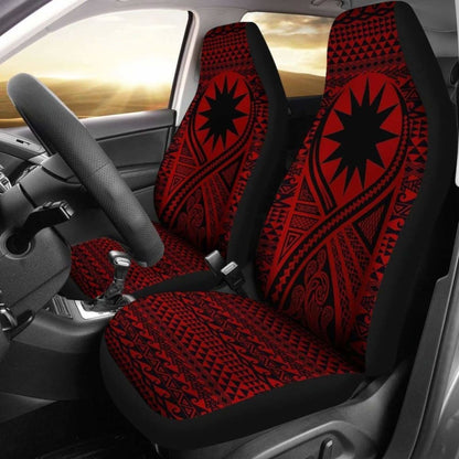 Nauru Car Seat Cover - Nauru Flag Polynesian Tattoo Red -