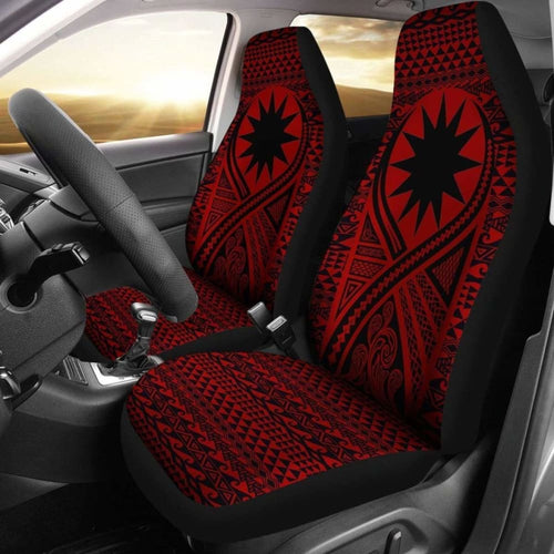 Nauru Car Seat Cover - Nauru Flag Polynesian Tattoo Red -