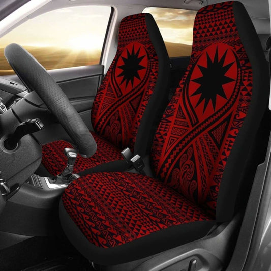 Nauru Car Seat Cover - Nauru Flag Polynesian Tattoo Red -