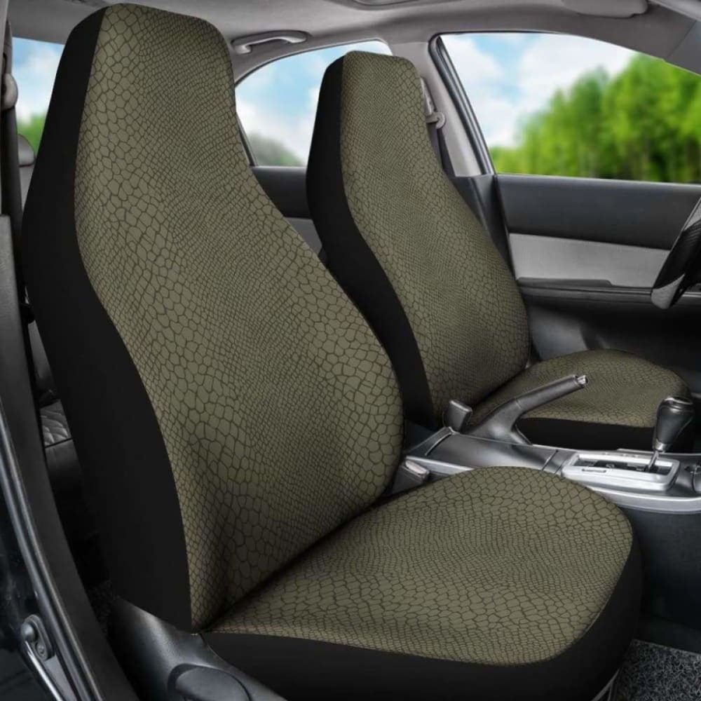 Olive Green Reptile Lizard Skin Car Seat Covers