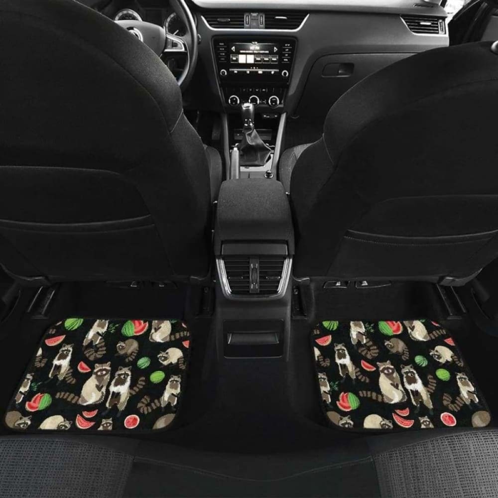 Raccoon Watermelon Pattern Front And Back Car Mats