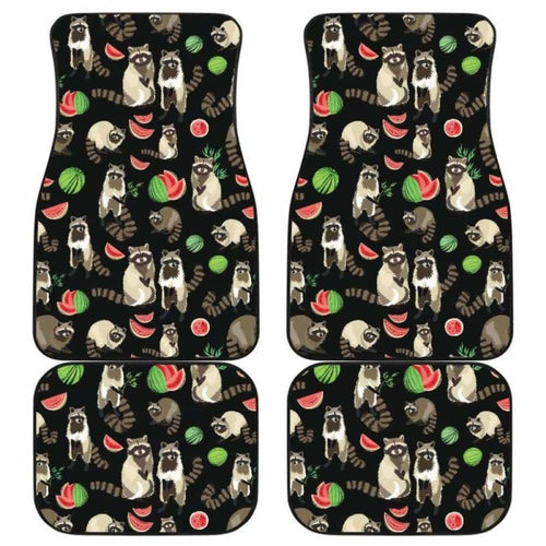 Raccoon Watermelon Pattern Front And Back Car Mats