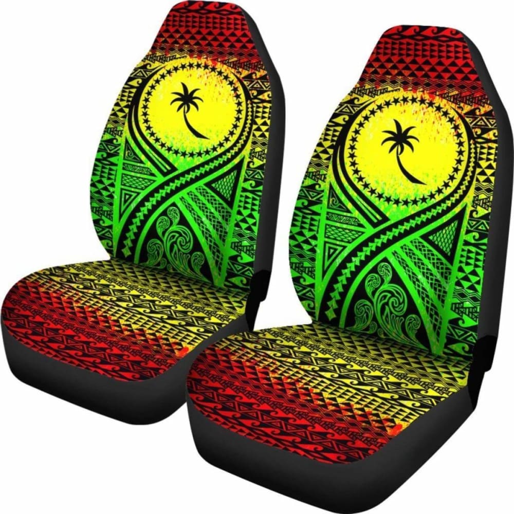 Chuuk Car Seat Cover - Chuuk Flag Polynesian Tattoo Reggae -