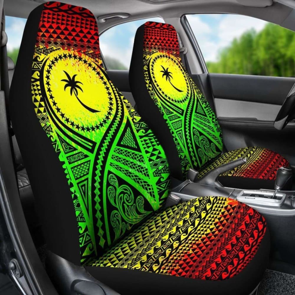 Chuuk Car Seat Cover - Chuuk Flag Polynesian Tattoo Reggae -