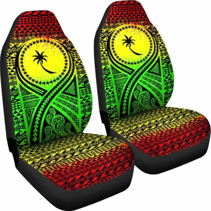 Chuuk Car Seat Cover - Chuuk Flag Polynesian Tattoo Reggae -