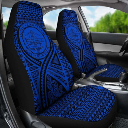 Palau Car Seat Cover - Palau Seal Polynesian Tattoo Blue -