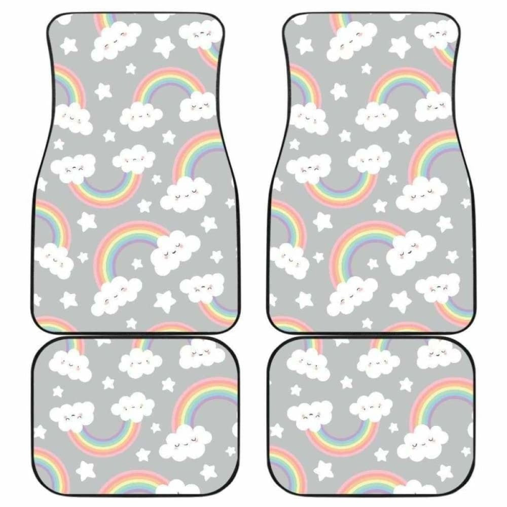 Cute Rainbow Clound Star Pattern Front And Back Car Mats
