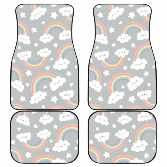 Cute Rainbow Clound Star Pattern Front And Back Car Mats