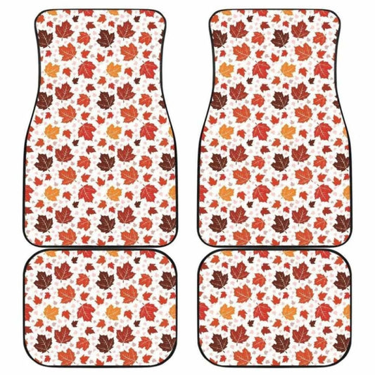 Colorful Maple Leaf Pattern Front And Back Car Mats