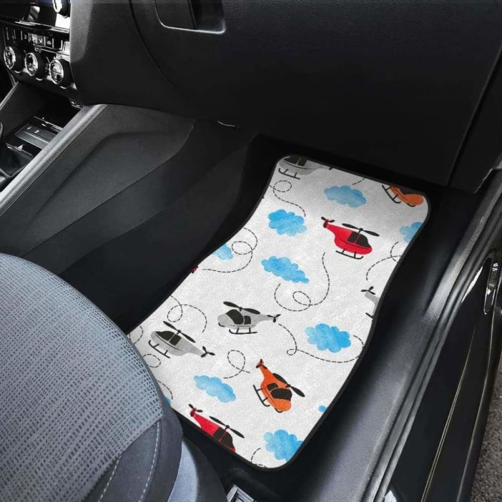 Watercolor Helicopter Cloud Pattern Front And Back Car Mats