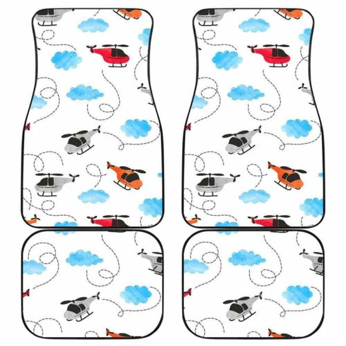Watercolor Helicopter Cloud Pattern Front And Back Car Mats