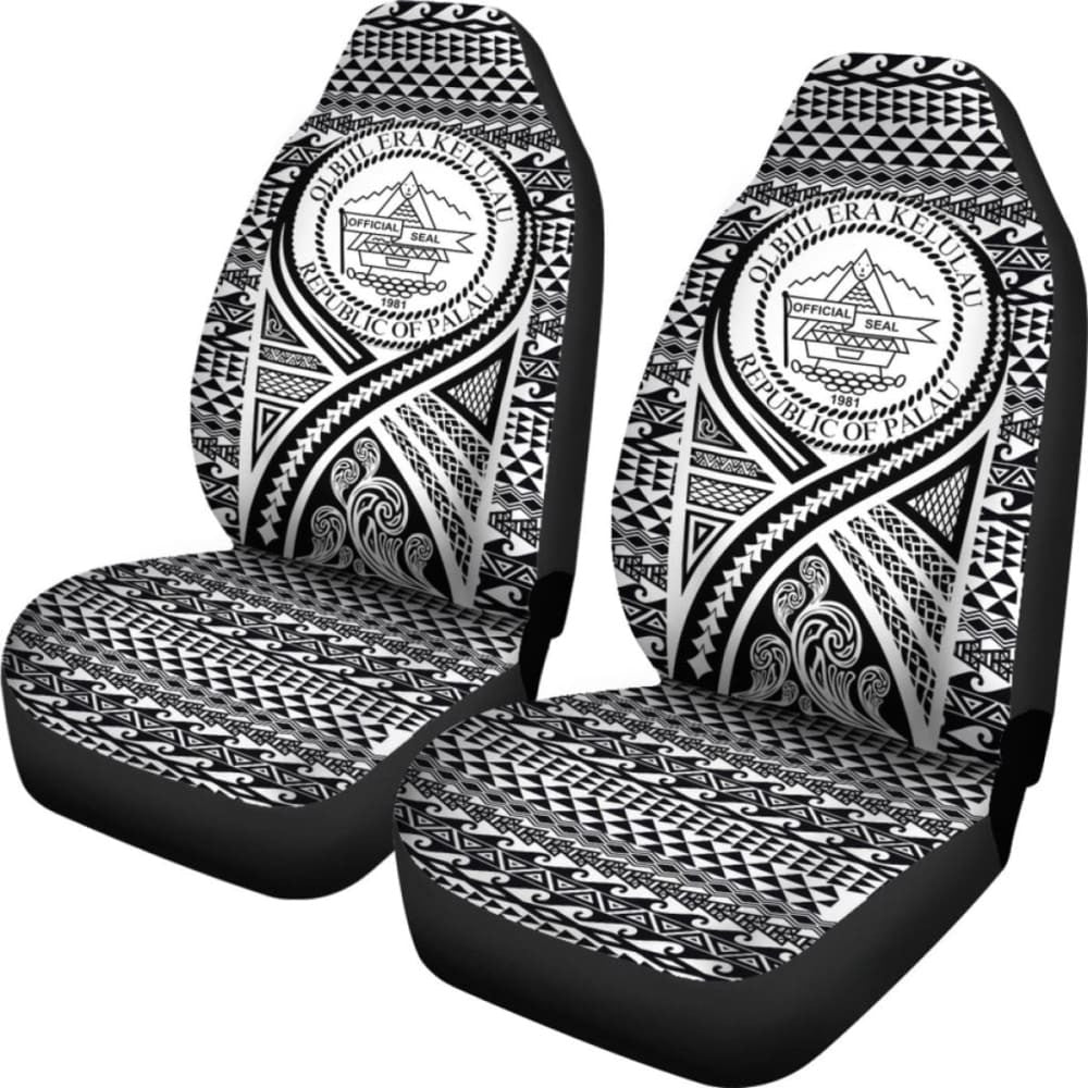 Palau Car Seat Cover - Palau Seal Polynesian Tattoo Black -