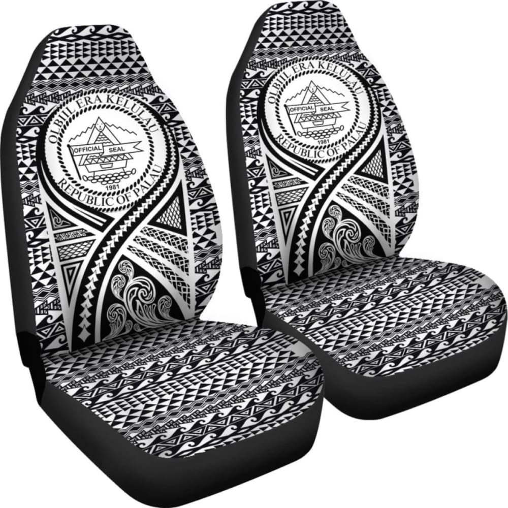 Palau Car Seat Cover - Palau Seal Polynesian Tattoo Black -