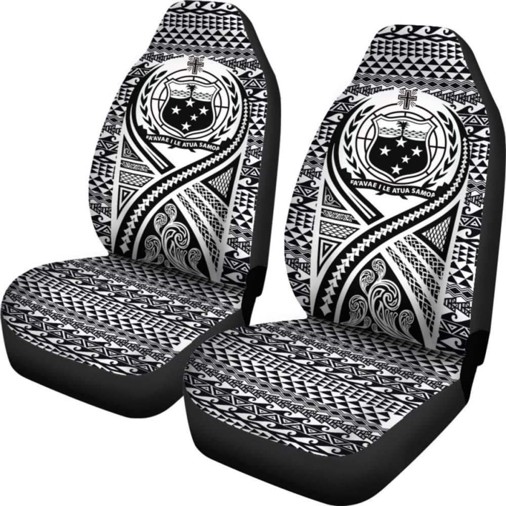 Samoa Car Seat Cover - Samoa Coat Of Arms Polynesian Tattoo Black -