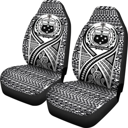 Samoa Car Seat Cover - Samoa Coat Of Arms Polynesian Tattoo Black -