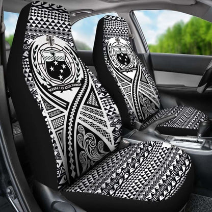 Samoa Car Seat Cover - Samoa Coat Of Arms Polynesian Tattoo Black -