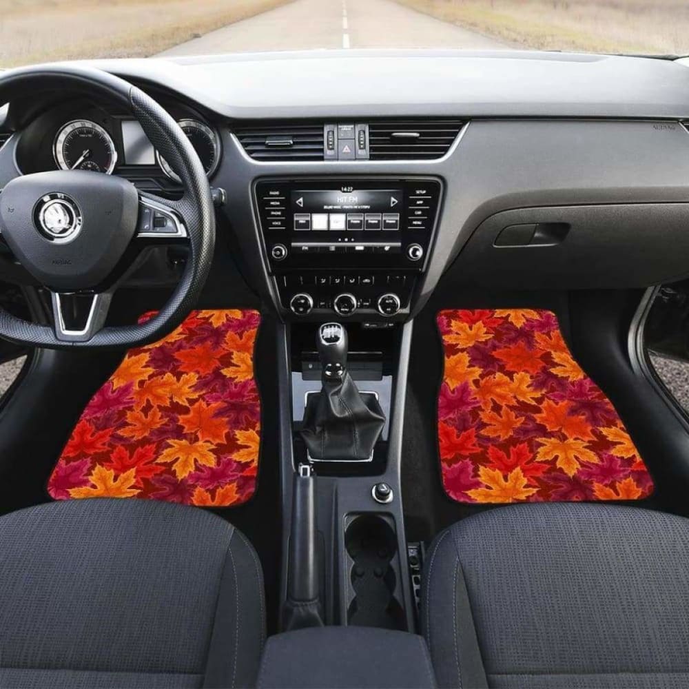 Autumn Maple Leaf Pattern Front And Back Car Mats