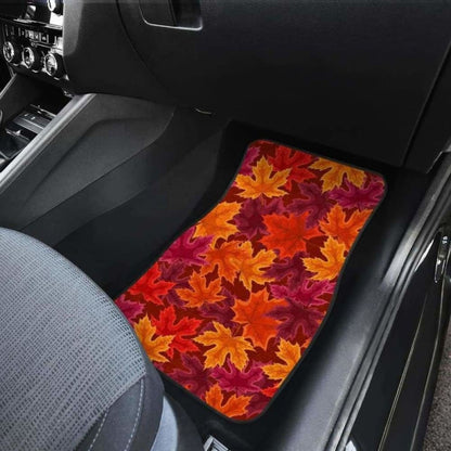 Autumn Maple Leaf Pattern Front And Back Car Mats