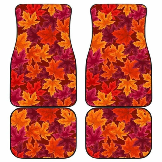 Autumn Maple Leaf Pattern Front And Back Car Mats
