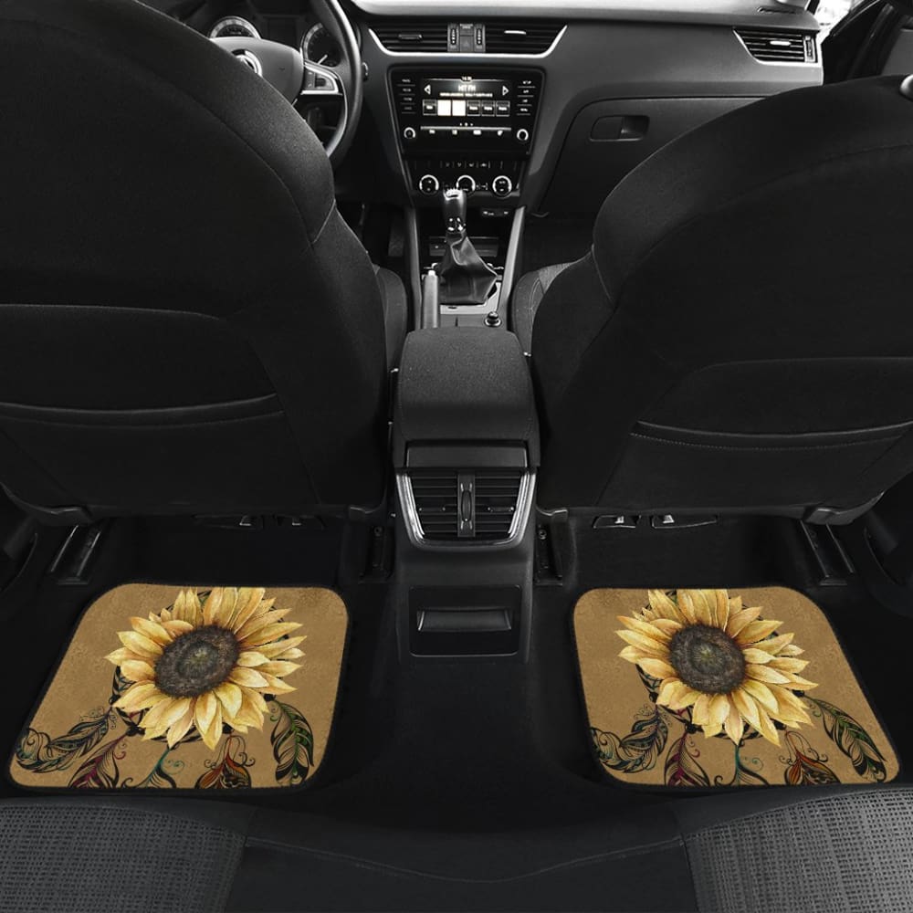 Sunflower Printed Pattern Integrated Native American Dreamcatcher Car Floor Mats