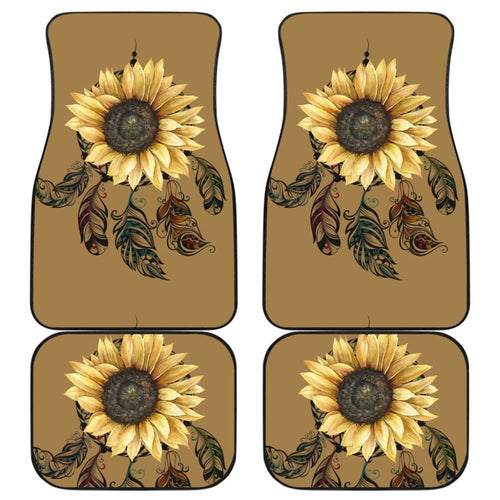 Sunflower Printed Pattern Integrated Native American Dreamcatcher Car Floor Mats