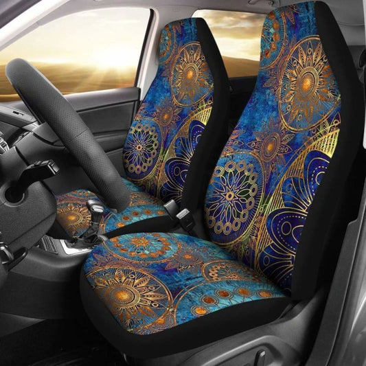 Neon Floral Pattern Boho Car Seat Covers