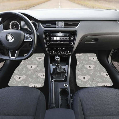Cute Koala Leaves Pattern Front And Back Car Mats