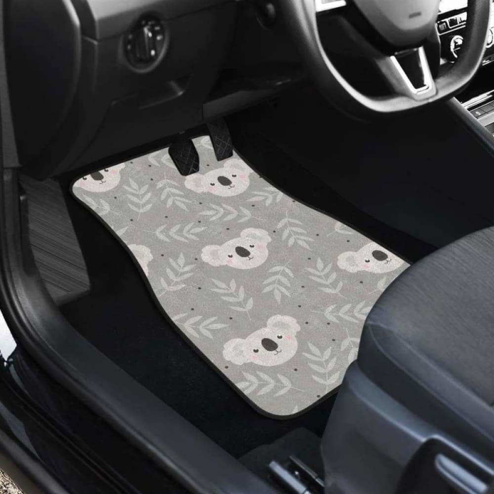 Cute Koala Leaves Pattern Front And Back Car Mats