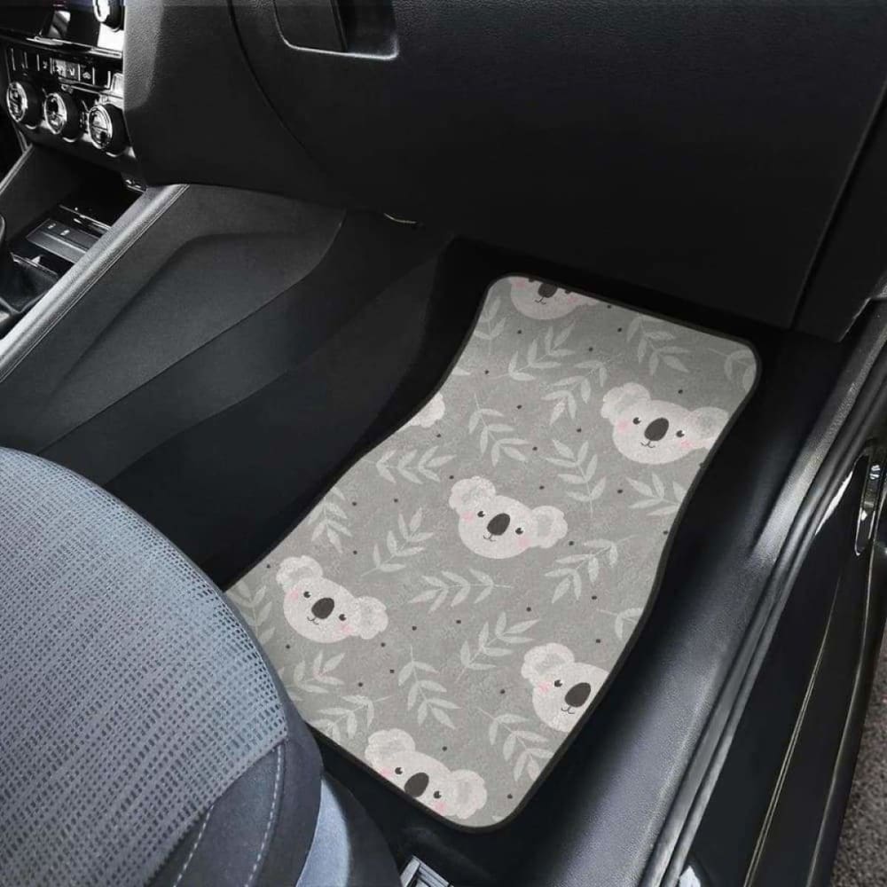Cute Koala Leaves Pattern Front And Back Car Mats