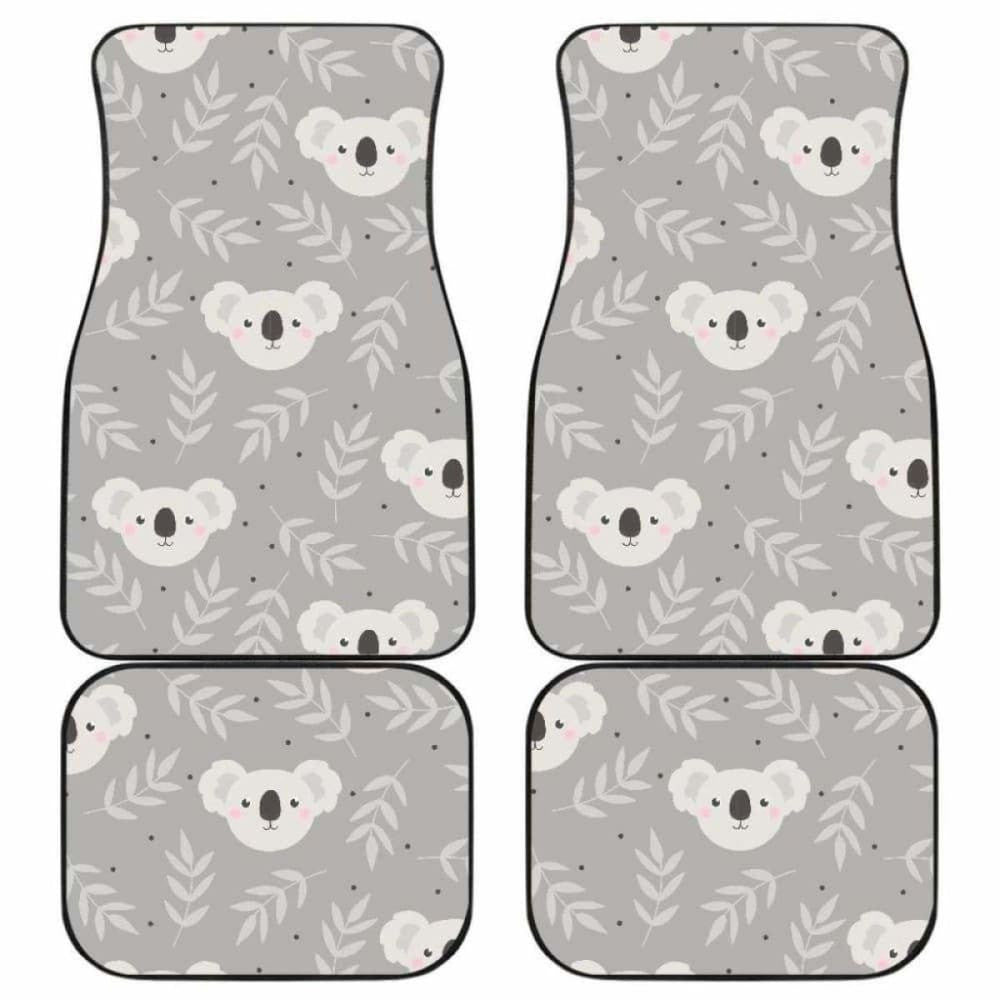 Cute Koala Leaves Pattern Front And Back Car Mats