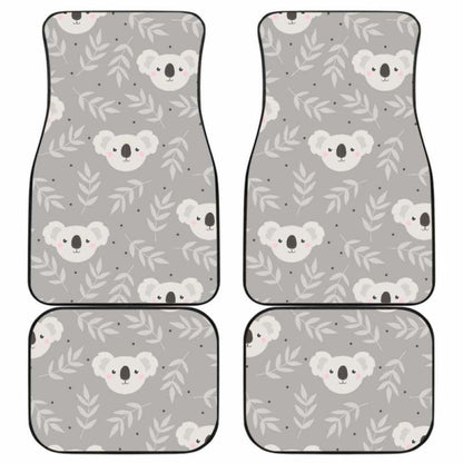 Cute Koala Leaves Pattern Front And Back Car Mats