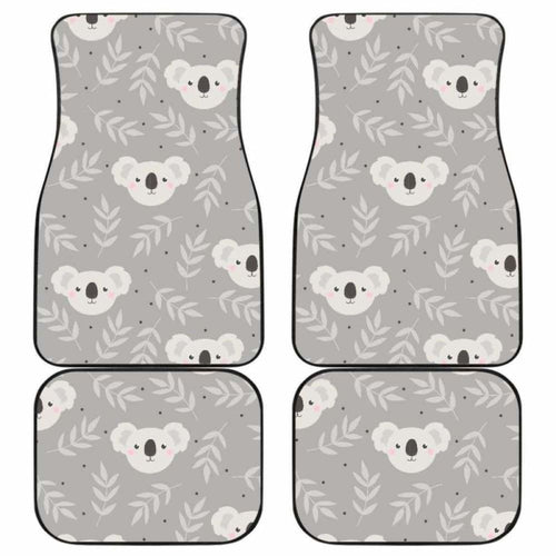 Cute Koala Leaves Pattern Front And Back Car Mats