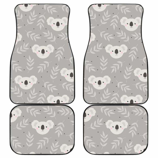 Cute Koala Leaves Pattern Front And Back Car Mats