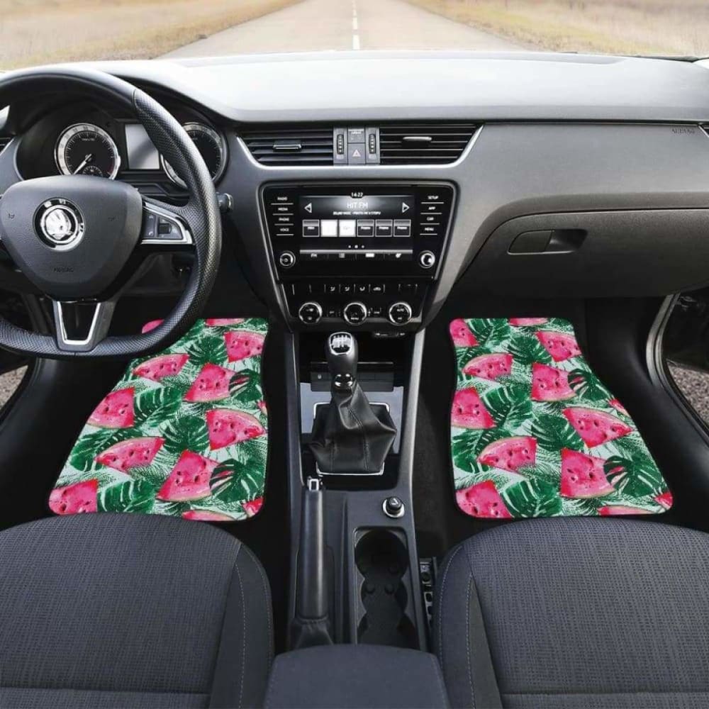 Watermelons Tropical Palm Leaves Pattern Front And Back Car Mats