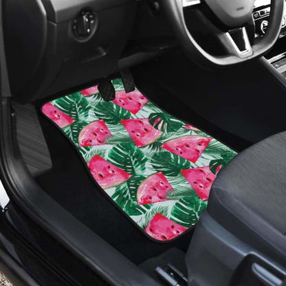 Watermelons Tropical Palm Leaves Pattern Front And Back Car Mats