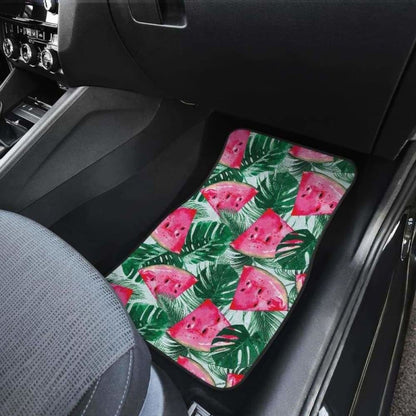 Watermelons Tropical Palm Leaves Pattern Front And Back Car Mats