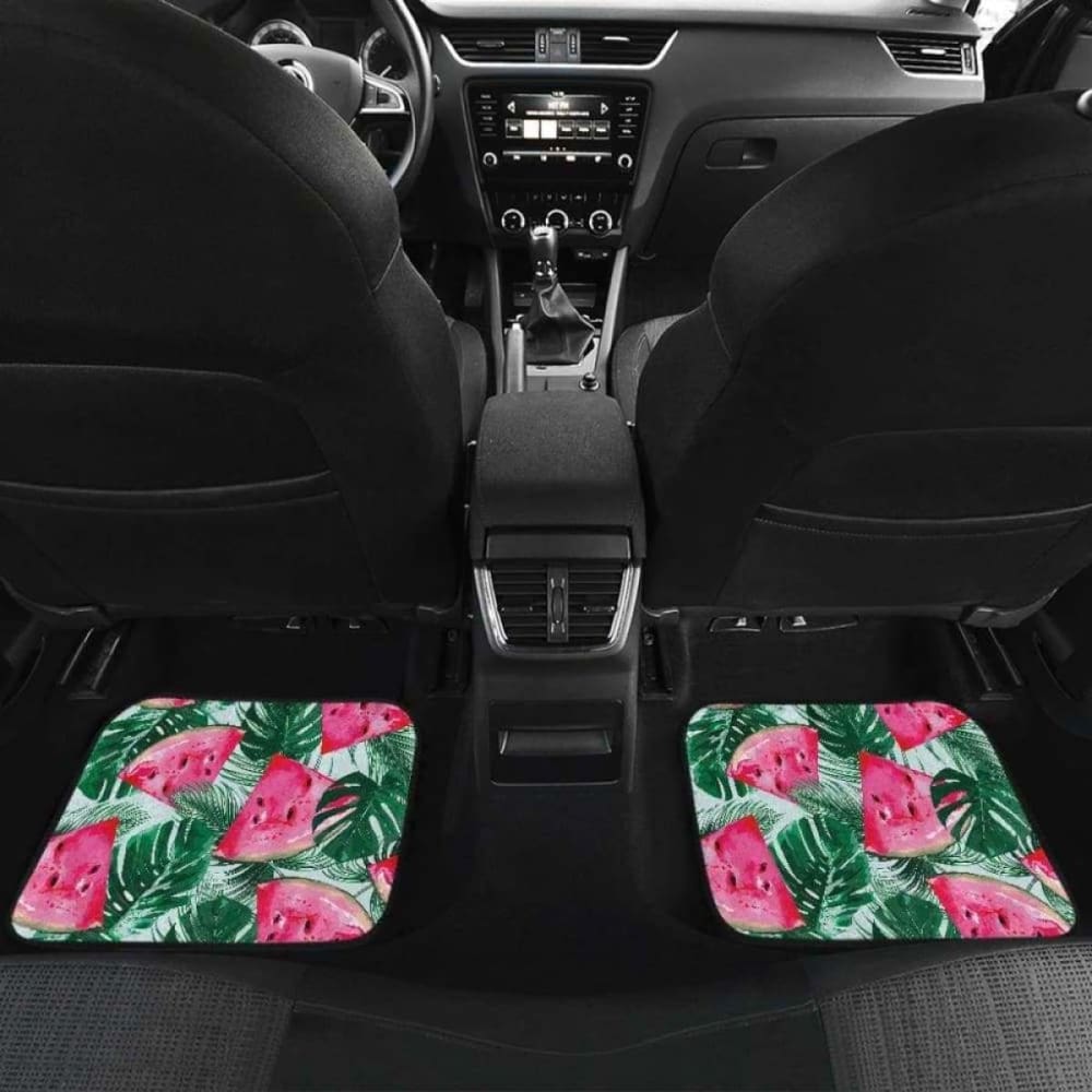 Watermelons Tropical Palm Leaves Pattern Front And Back Car Mats
