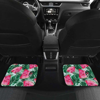 Watermelons Tropical Palm Leaves Pattern Front And Back Car Mats