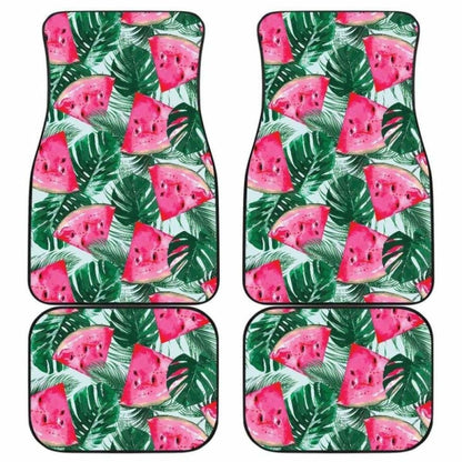 Watermelons Tropical Palm Leaves Pattern Front And Back Car Mats