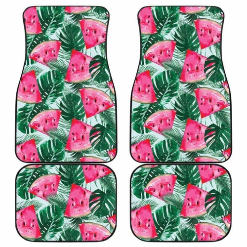 Watermelons Tropical Palm Leaves Pattern Front And Back Car Mats
