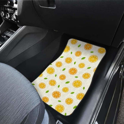Oranges Leaves Pattern Front And Back Car Mats