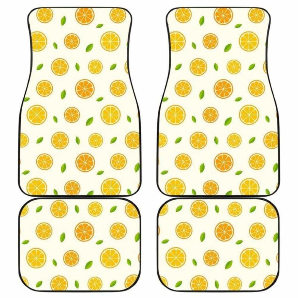 Oranges Leaves Pattern Front And Back Car Mats