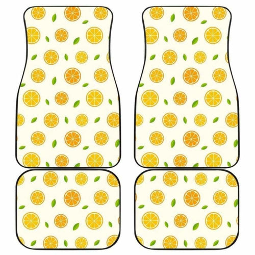 Oranges Leaves Pattern Front And Back Car Mats