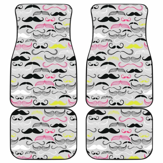 Mustache Beard Pattern Print Design  Front And Back Car Mats