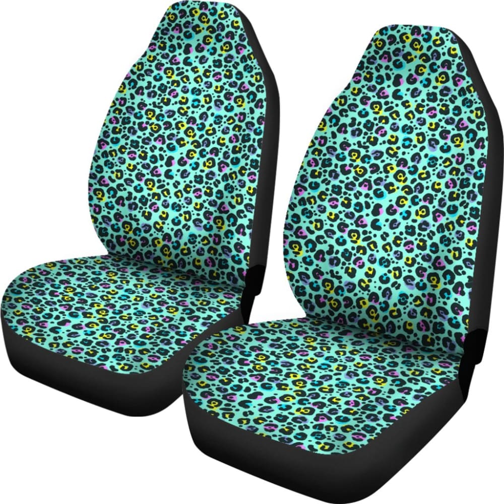 Turquoise Leopard Skin Print Car Seat Covers