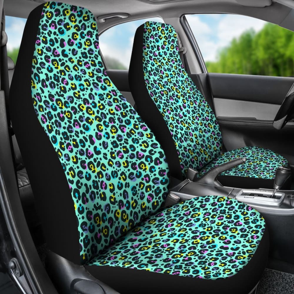 Turquoise Leopard Skin Print Car Seat Covers